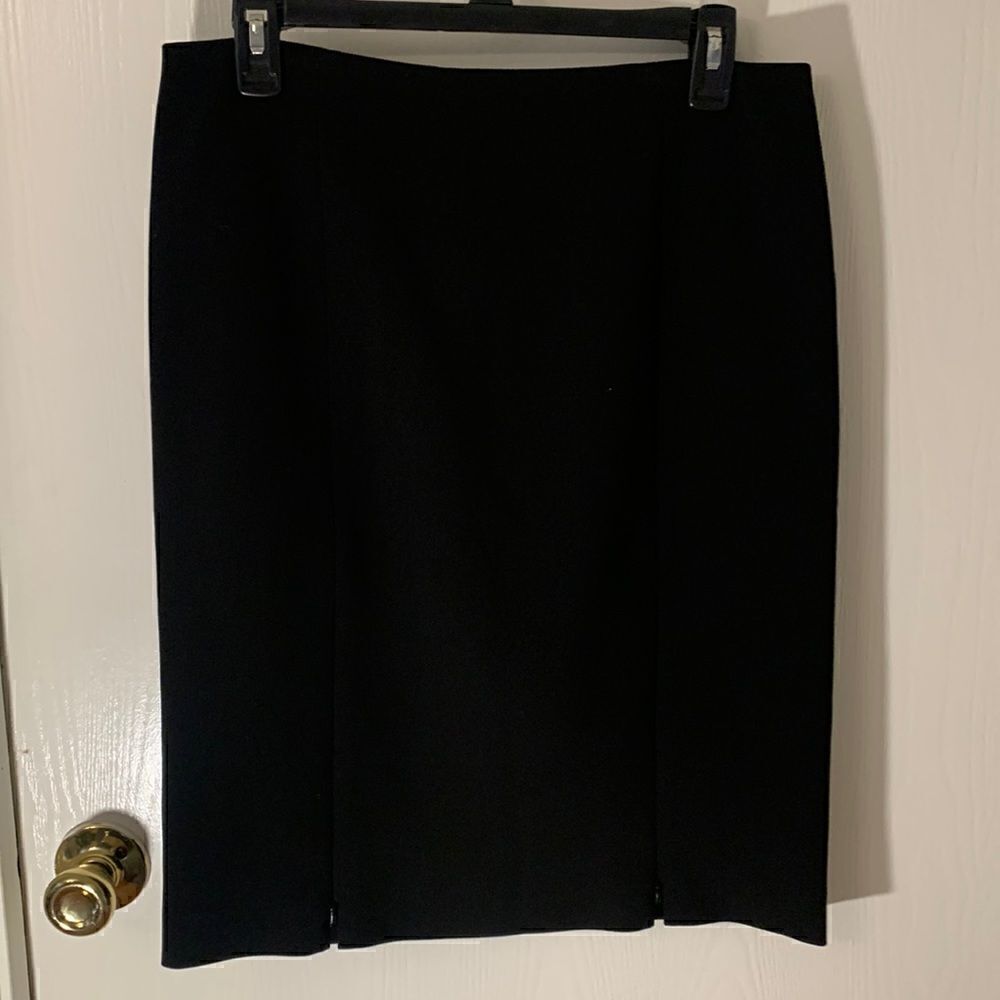 W by Worth black mid length skirt with front slit zippers Size 6